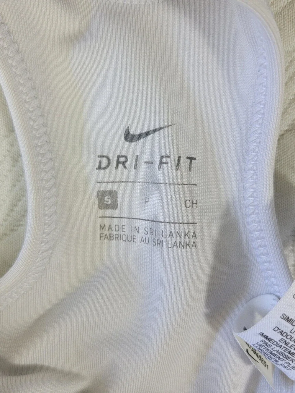 Nike Dri-Fit Sports Bra Small Logo White Racerback womens lightly lined wireless